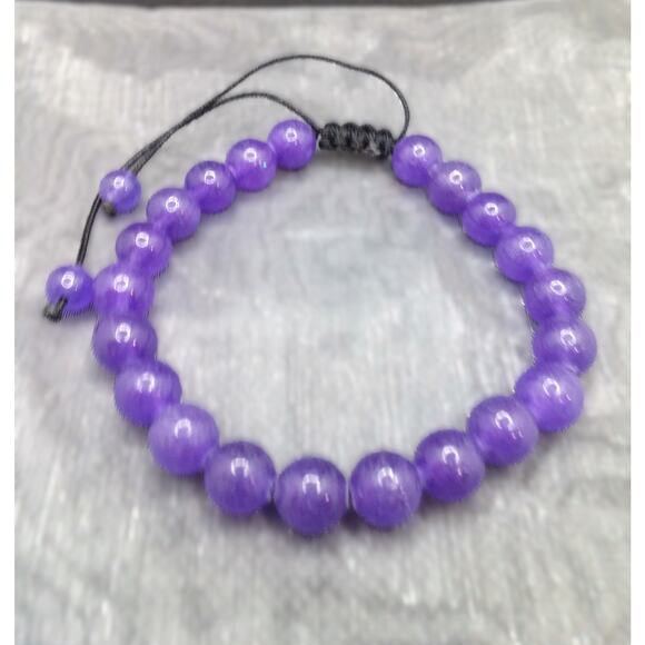 Artisan Amethyst Stone Bracelet Purple Adjustable Cord Stackable Beaded Unisex - Picture 1 of 7